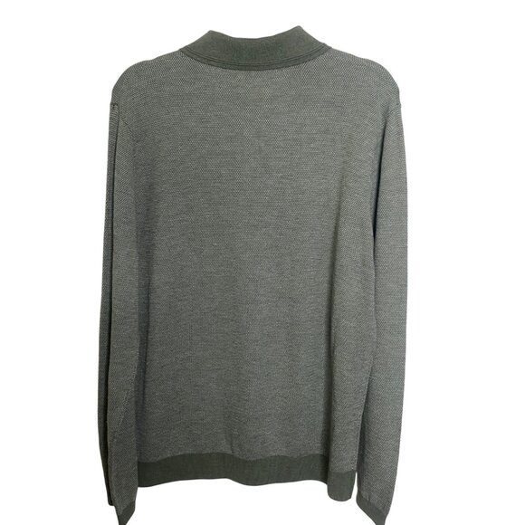 Tahari Wool Blend Polo Sweater Mens M Sage Green Long Sleeve Knit Relaxed - Picture 3 of 9